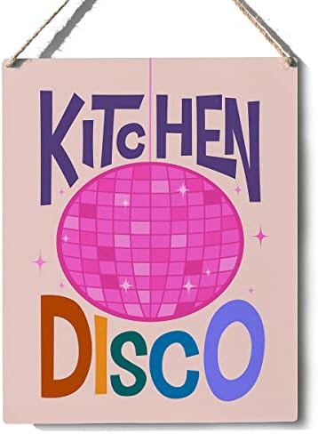Retro Kuhinjski Znak Dekor Kuhinja Disco Drveni Znak Plaketa Zidni Viseći Šareni Posteri Artwork 8 X10