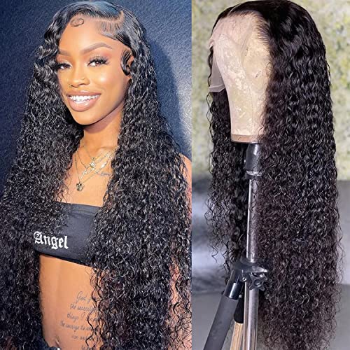 Water Wave Lace Front Wigs human Hair Wigs for Women HD 13X4 Glueless Lace Frontal Wigs Human Hair Pre Plucked with Baby Hair Wet and Wavy Wigs Human Hair 150% Density Natural Color 28