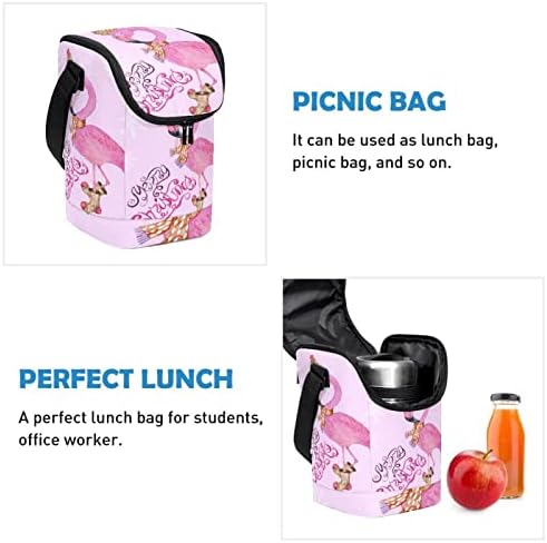GUEROTKR torba za ručak žene, kutija za ručak za muškarce, ženska kutija za ručak, Božić pink flamingo životinje
