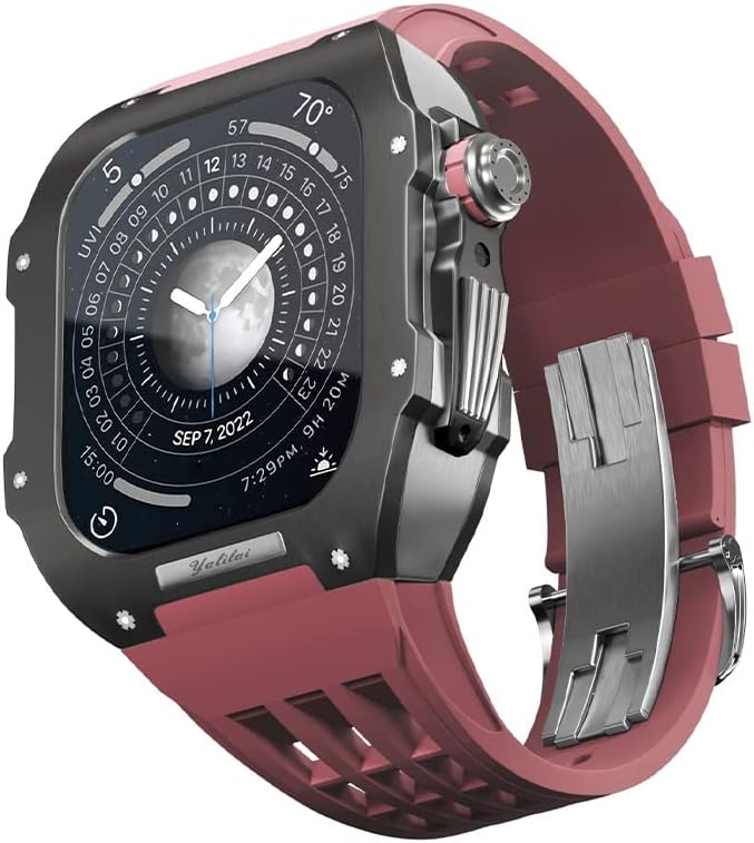 Ekins Watch Modifikacijski komplet za Apple Watch 8 7 45mm Titanijum slučaj + Viton remen, luksuzni