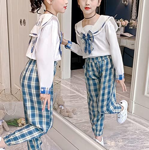 Dječje djevojke bodi slovo Print Bowknot Plaid Tops & Plaid hlače Outfit Huarache modni ljetni kombinezon