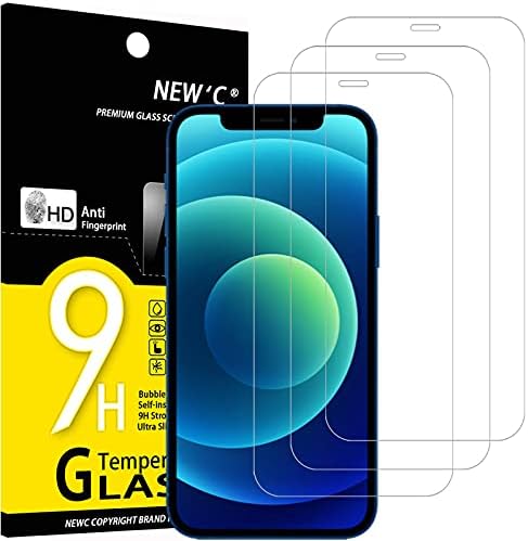 NEW'C [3 Pack] dizajniran za iPhone 12 i iPhone 12 Pro zaštitnik ekrana kaljeno staklo, Ultra otporno
