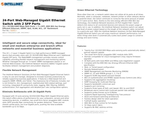 Intellinet 24 Port Web upravljača Gigabit Ethernet prekidač sa 2 SFP porta - sa 19 nosača za reclount,