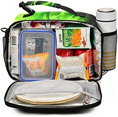 Zelena Fire Dragon torba za ručak, kutija za ručak za višekratnu upotrebu za žene i muškarce, izolovana hladnjača torba za ručak sa naramenicom za putovanje u školsku kancelariju