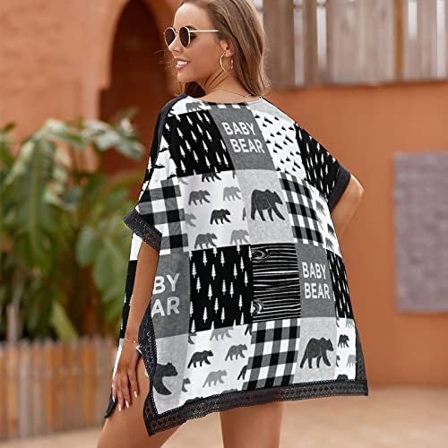 BAIKUTOUAN Baby Bear Patchwork jorgan Top Buffalo Plaid Ženska odjeća na plaži bikini kupaći kostim plaža