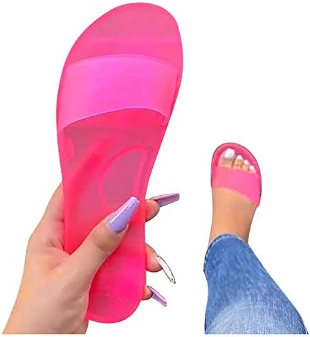 Ženske okrugle cipele papuče na ravnim prozirnim ležernim ženske papuče Ležerne ravne otvorene sandale za žene ženske sandale