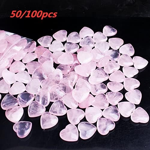 Heeqing AE216 50 / 100pcs Prirodni ružin Kvarcno srce Mini kristalni oblik srca Polirani ružičasti