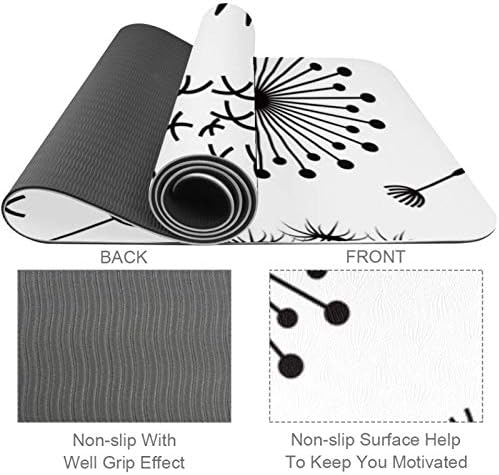 Ručno izvučeni jednostavni crno-bijeli maslačak Premium debeli Yoga Mat Eco Friendly gumeni zdravlje &