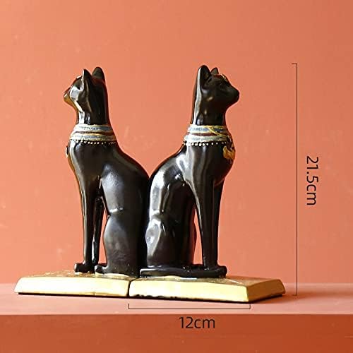 N / A Retro Resin Egyptian Cats Decoration Bookends Vintage štand za knjige Podesiva polica za
