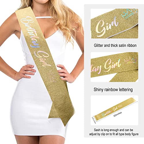 SuPoo Gold Birthday Sash Birthday Girl Crown Metal Birthday Tiara za žene Krune za djevojčice