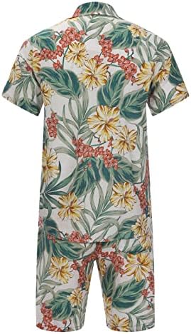 Narhbrg Havajski setovi za muške cvjetne printere odijela Ležerne tipke Down majice kratkih rukava kombinirani