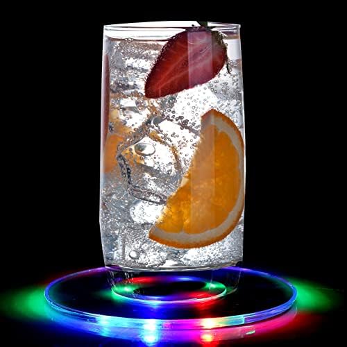 Clzemo šareni LED podmetači za piće, 3.9 Light Up Cocktail Coaster Vodootporni prozirni akrilni podmetač