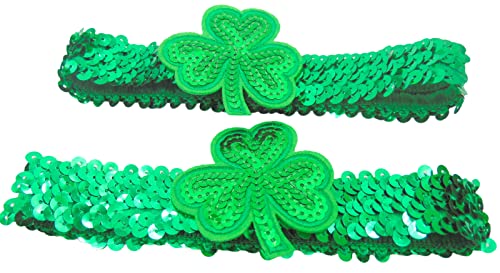 St Patrick's Shamrock trake za glavu zelena šljokica traka za kosu svjetlucava djetelina odjeća