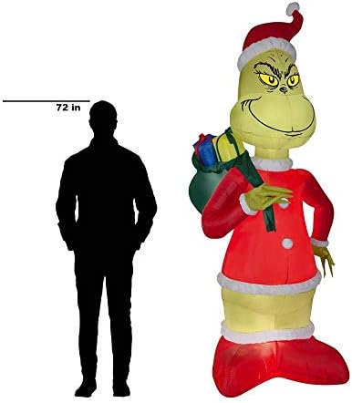 Napuhavanje Grinch krade Božić u Santa odijelo sa vrećom 8 ft. H x 4.23 ft. W