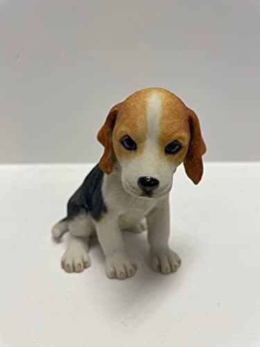 4,25 inča Beagle štene sjedeće ukrasne figurice, smeđe i bijele boje