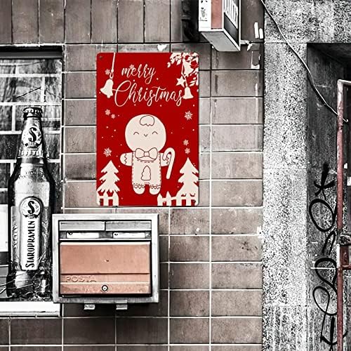 Gingerman Doll Silhouette Božićni metalni znak snježno pahuljice vijenac crvena pozadina kosilica za kosik shabby chic božićni zid viseći personalizirani šik potpisuje za hodnik dnevnog boravka