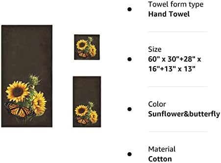 Naanle Chic Prekrasan suncokret leptir mekan luksuzni ukrasni set od 3 ručnika, 1 ručnik za kupanje