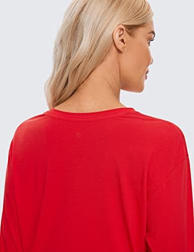 CRZ YOGA PIMA pamučne košulje za dugih rukava za žene vježbanje usjeva, labavi obrezane majice