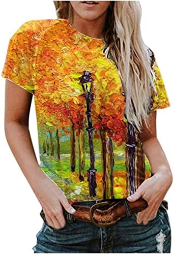 Žene 2023 Trendy Short rukav pamuk Crewneck Grafikon Viktorijanska bluza Thirt Jesen Ljetna bluza za djevojke