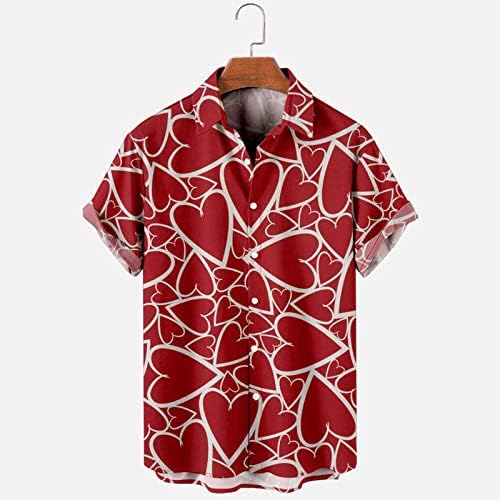 Muška majica i visoka majica Muški dnevnik Valentinovo Djed Mraz 3D Digitalni ispis Dugme Rever Majica kratkih rukava T