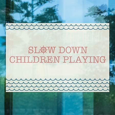 CGSignLab | Uspori djecu koja se igraju -Nautički val Cling Cling | 36 x24