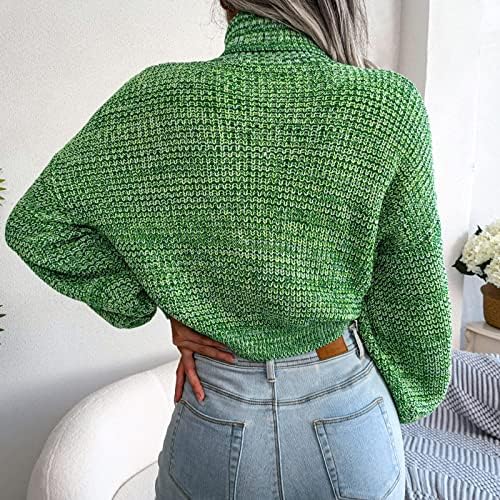Ženski džemperi za vrat 2022 Ležerni mélange fenjer dugih rukava Tortleneck pleteni džemper Chunky Cardigani