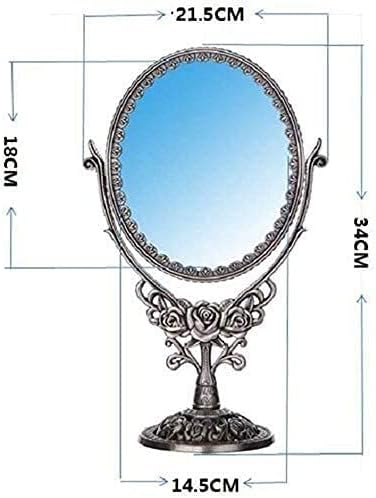 Sogudio malo ogledalo za šminkanje, stolno dvostrano ogledalo za uljepšavanje 3x uvećanje Kozmetičko ogledalo 360° okretno ogledalo za kupatilo Evropsko Retro ogledalo za šminkanje