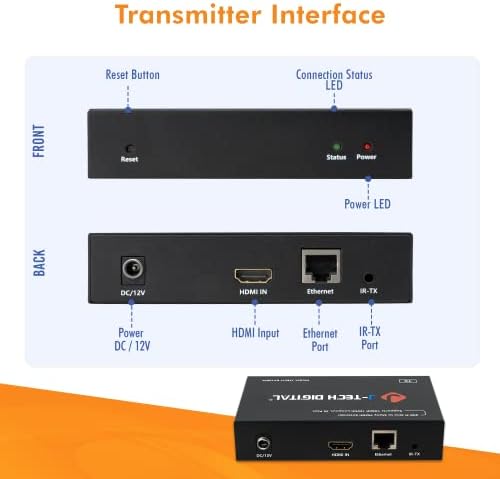 HDMI Extender 1080p 60Hz preko pojedinačnog CAT5E / 6 do 328ft | Jedan do mnogih postavljanja preko LAN-a, IR Pass, H.265 kodiranje, niska propusnost J-Tech Digital [JTECH-EX100m2]