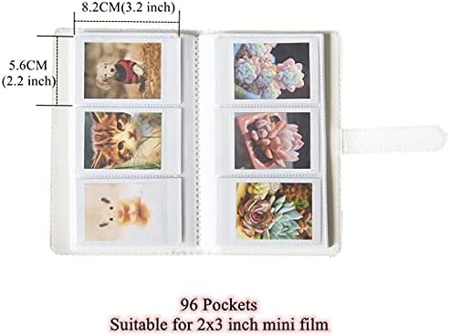 Leonuliy 96 džepovi Foto album za Fujifilm Instax Mini 70 7S 8 9 11 25 50S 90 Evo, Nons SL42, uključujući naljepnice za dekor i okvire za fotografije.