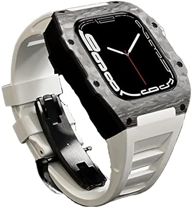 Luksuzna legura od legura od karbonskih vlakana Set za Apple Watch seriju 8, 45 mm gumeni band diy