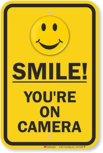SmartSign - K-8382-Hi-12x18 Smile ste na kameri Znak video nadzora | 12 x 18 3M visokog intenziteta