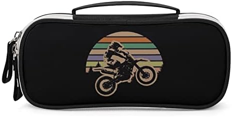 Retro Dirt Bike Motocross Rider Sunset visoke kapacitete Olovka za olovku za olovku Katalog prijenosni nosač za skladištenje vrećica za šminku sa zatvaračem sa zatvaračem