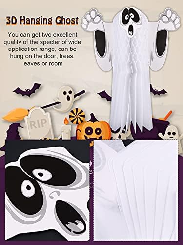 Kalolary 2kom Halloween Ghost dekoracija 3d Saćasti papir leteći duh zastrašujući unutrašnji vanjski