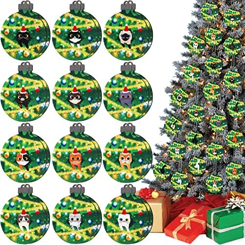24 kom Božić mačka viseći ukrasi drvena mačka ukrasi za jelku drveni Mačić ukrasi sa Santa šešir šal i uže za Božić dekoracije Holiday Party
