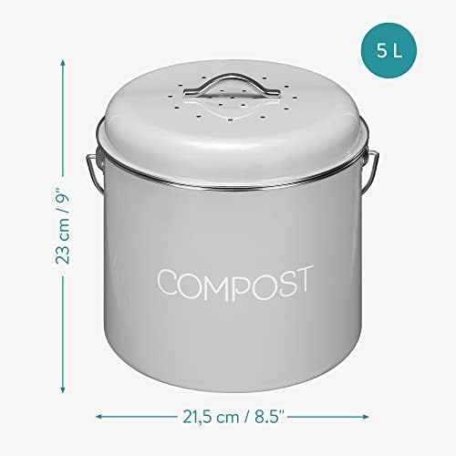 Navaris metalna kanta za kompost za kompost - 1,3 galona kuhinjska kanta za kompostiranje sa