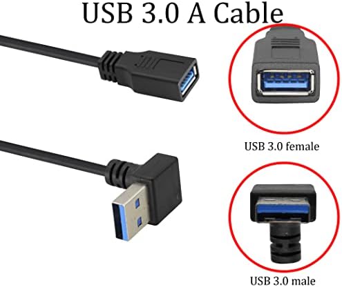 HCFeng USB 3.0 pod pravim uglom muški na ženski Produžni kabl USB 3.0 A Down Elbow Muški na USB