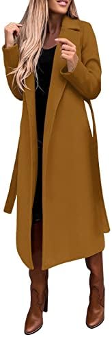 Tifzhadiao Fall dugi jakne za žene Faux vuneni kaput modni dugi kaput od kaputa otvorena prednja odjeća Cardigan