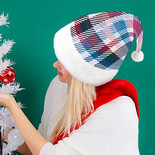 Božić Santa šešir, uzorak-u-Grid Božić šešir za odrasle, Unisex Comfort Božić kape za Novu godinu