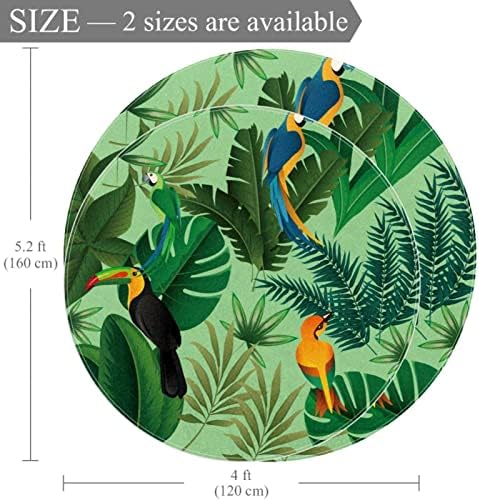 LLNSUPPLY velika veličina 5 Ft okrugla dječija igraonica prostirka Tropski listovi Toucan Bird rasadnik prostirka