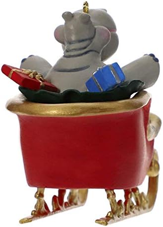 Hippo 2019 Ornament u saonicama mjuzikl, slatka Hippo u Santa sanke