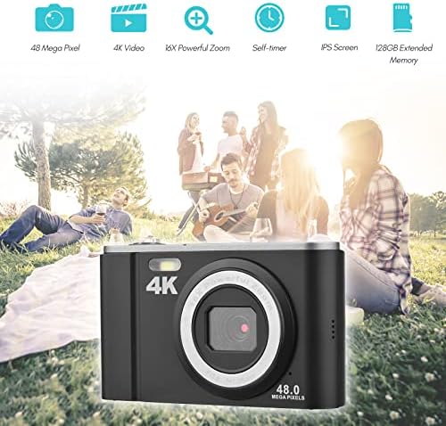 Andoer prijenosni digitalni fotoaparat 48MP 4K 2,8-inčni IPS ekran 16x zum samookidač 128GB proširena memorija