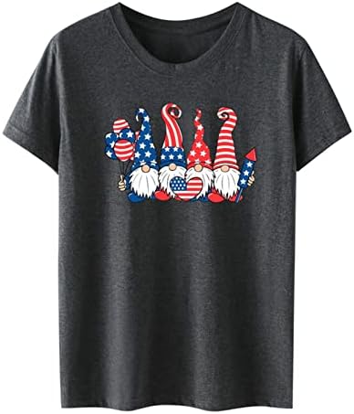 Ženska Mock vrat Tops ženska Dan nezavisnosti stil Peewee Print kratki rukav T Shirt pamuk Dugi rukav Shirt