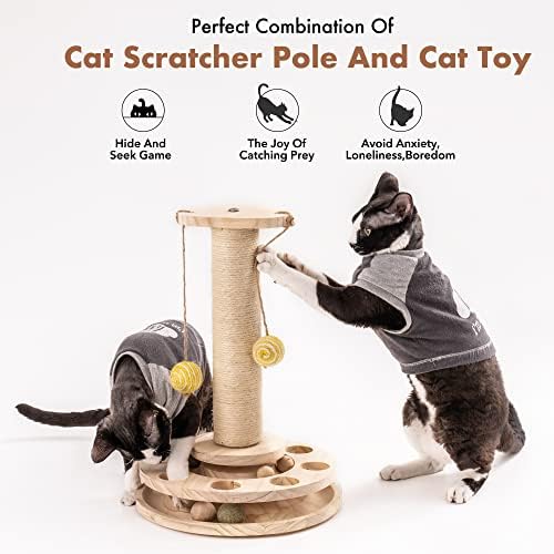 Mewoofun Cat igračka s 2 sloja Torba Cat Ball igračka s perjem, mačečke igračke mačke s osam interaktivnih kuglica