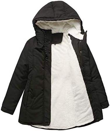 Badhub ženske zimske kapute Sherpa Fleece obložio je Jakna s kapuljačom s kapuljačom Slim Fit Full