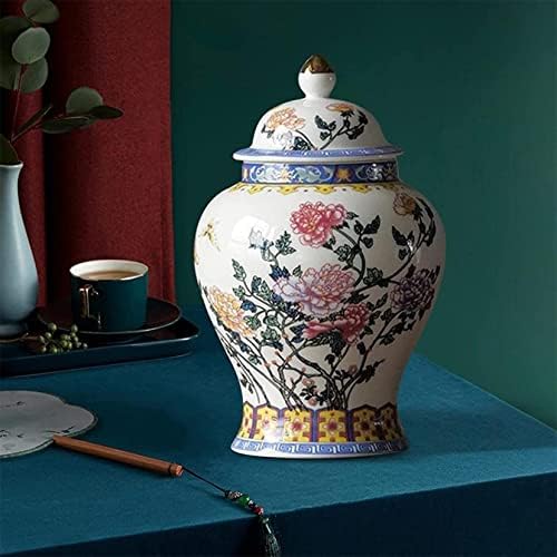 CNPraz Keramički đumbir Jar, ukrasna vaza, ostakljena ruka oslikana azijski domaći dekor hram jar višenamjenski
