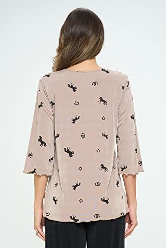 JOSTAR ženska tišinska majica - 3/4 rukava Merrow Hem Stretch Printly casual top