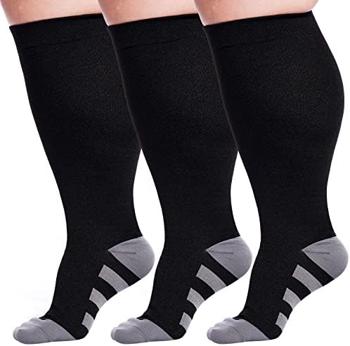 Neoviancia Plus Size Screesion Čarape za žene Muškarci Široka Calf 15-20 MMHG Kompene Podrška za kompresijske