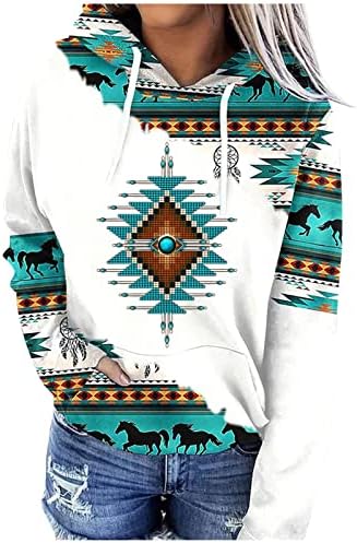 Ženski Dugi rukav sa kapuljačom Duks Zapadne majice Aztečki etnički grafički pulover sa kapuljačom