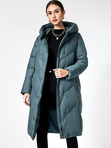 Edwol ženski kaput jakna toplo udoban - duvački džep dvostruki grudi sa kapuljačnim kapuljačem