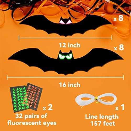 16kom Halloween Dekoracije Scary Crna palica sa sjajnim očima viseći dekor Party dekor za kućni dvorišni